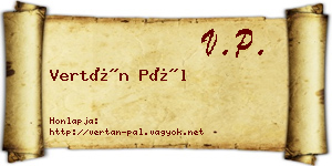 Vertán Pál névjegykártya